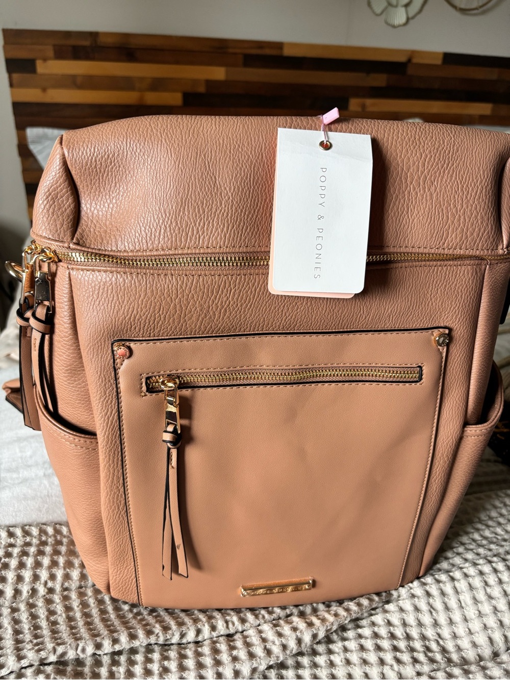 Poppy & Peonies Commuter Backpack - Mocha Mousse